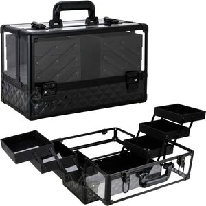 Cosmetics Makeup Case Accordion Trays Black Diamond Acrylic 6-Tier Professional